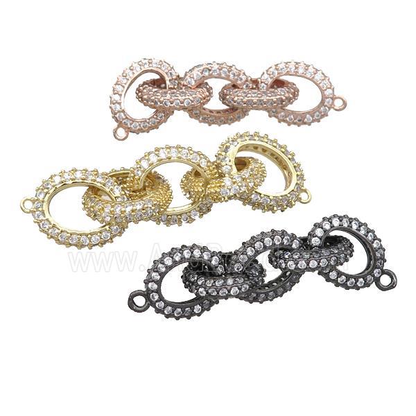 Copper Linker Connector Pave Zircon, Oval, Mixed