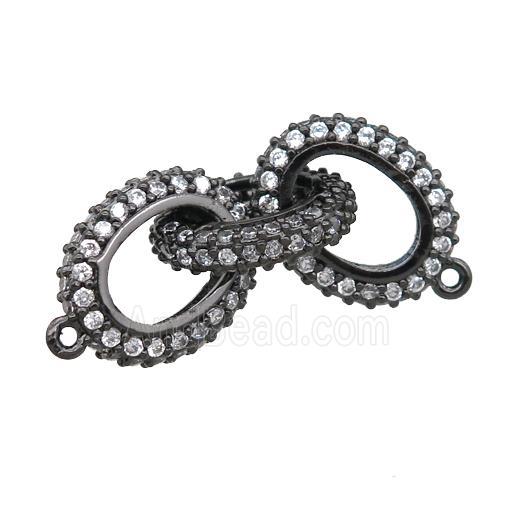 copper linker connector pave zircon, black plated