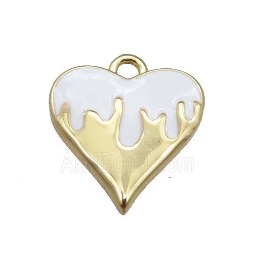 Copper Heart Pendant with White Enameled, Gold Plated