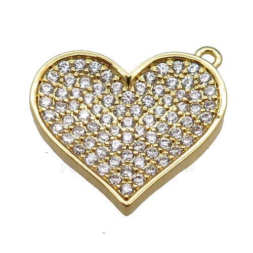 Copper Heart Pendant Pave Zircon, Gold Plated