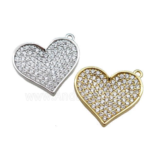 Copper Heart Pendant Pave Zircon, Mix