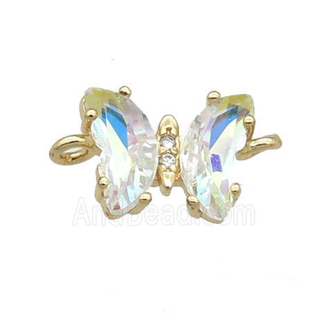 clear AB-color Crystal Glass Butterfly Connector, gold plated