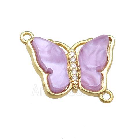 lavender Resin Butterfly Connector, gold plated