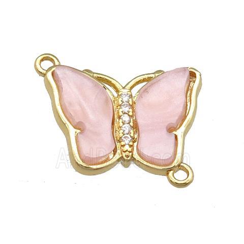 lt.pink Resin Butterfly Connector, gold plated