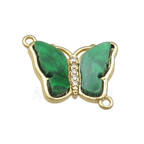 green Resin Butterfly Connector, gold plated