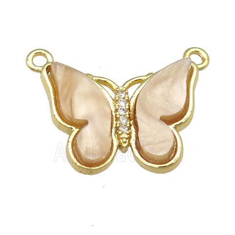 brown Resin Butterfly Pendant with 2loops, gold plated