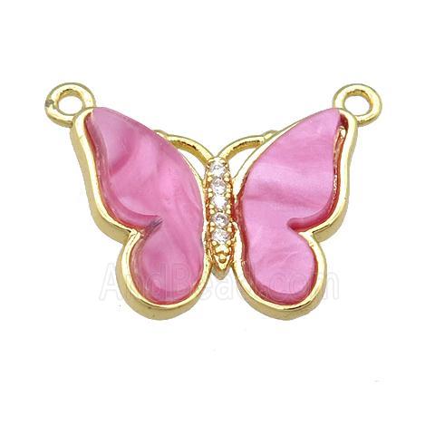 dp.pink Resin Butterfly Pendant with 2loops, gold plated