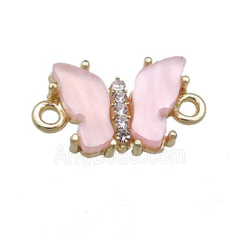 lt.pink Resin Butterfly Connector, gold plated