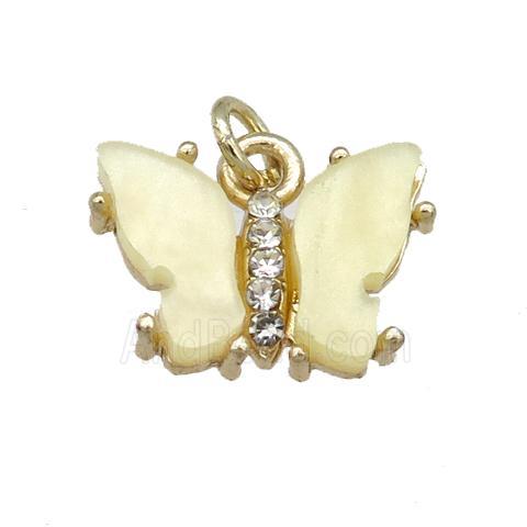 yellow Resin Butterfly Pendant, gold plated