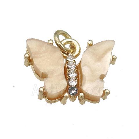 brown Resin Butterfly Pendant, gold plated