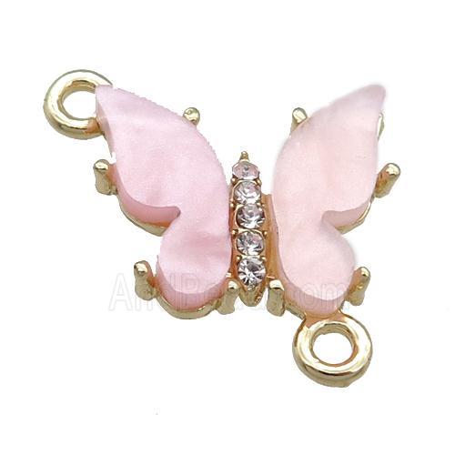 lt.pink Resin Butterfly Connector, gold plated