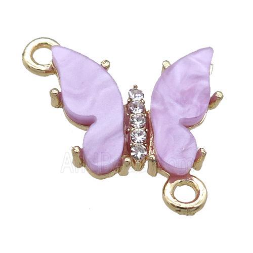 lavender Resin Butterfly Connector, gold plated