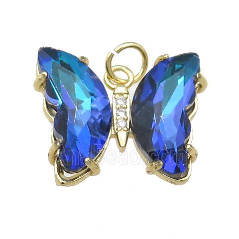 dp.blue Crystal Glass Butterfly Pendant, gold plated