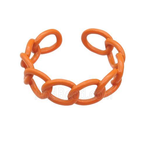 copper Rings with orange fire lacquered, adjustable