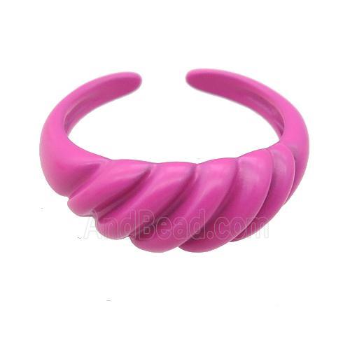copper Rings with hotpink fire lacquered, adjustable