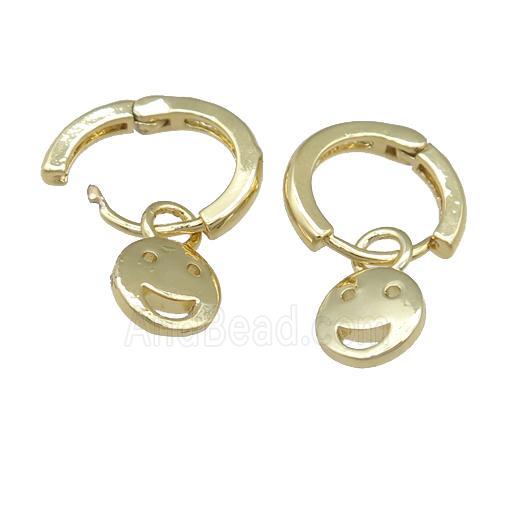 copper hoop Earrings with emoji, gold plated