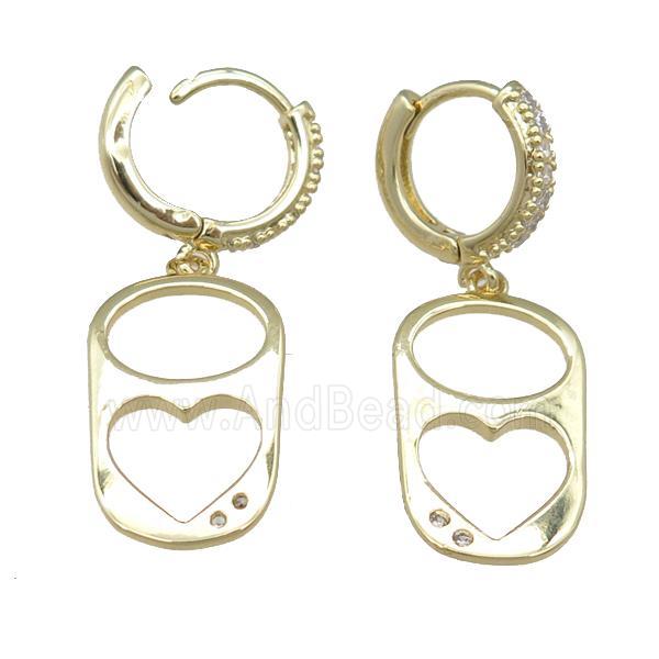 copper hoop Earrings with heartlock, gold plated