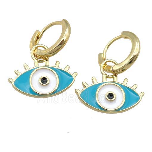 copper Hoop Earring with Enamel Eye, gold plated