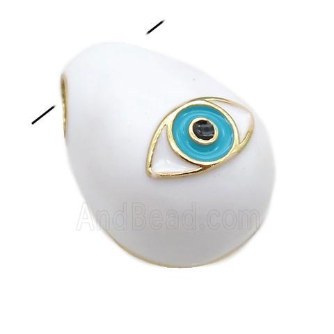 copper carapace pendant with Evil Eye, white enamel, gold plated