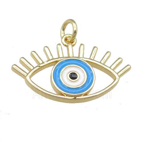copper evil eye pendant, enamel, gold plated