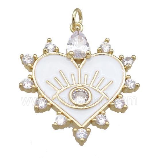 copper heart pendant with white enamel, gold plated