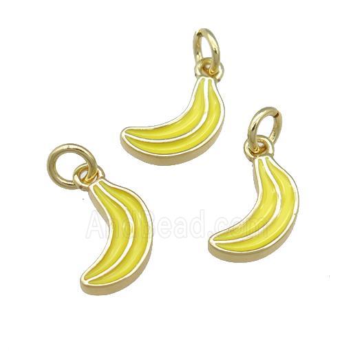 copper banana pendant with yellow enamel, gold plated