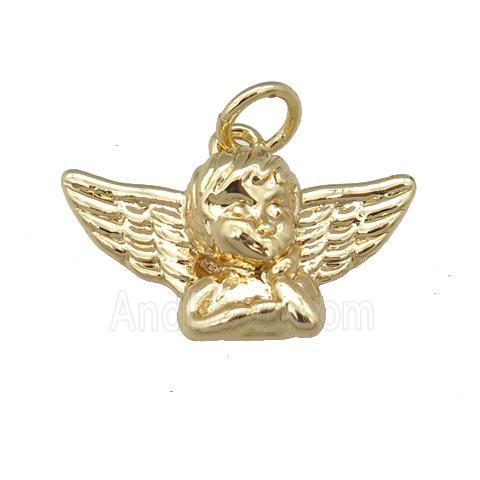 copper Cherub Angel pendant, gold plated
