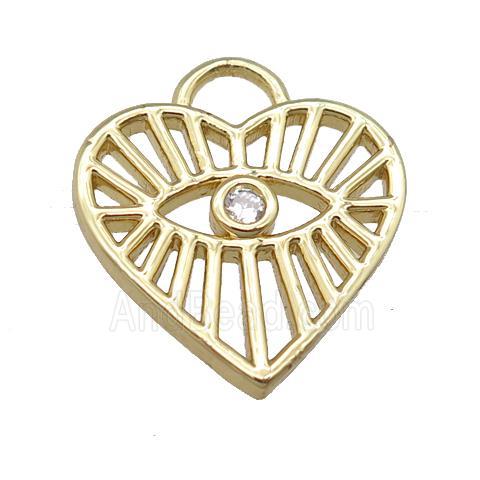 copper heart pendant pave zircon, gold plated
