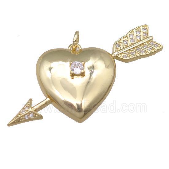 copper cupid pendant pave zircon, gold plated