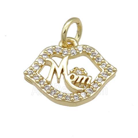 copper Lip pendant pave zircon, MOM, gold plated