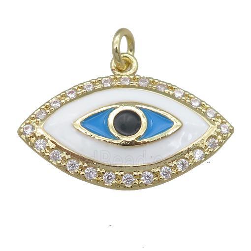 copper eye pendant pave zircon, enamel, gold plated