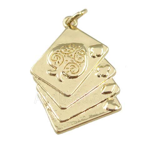 copper card pendant, carved, gold plated