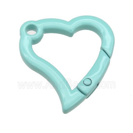 Alloy heart Carabiner Clasp with turq Lacquered Fired