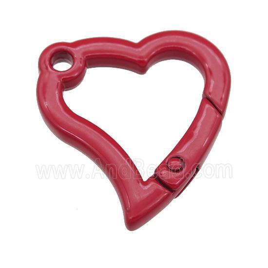 Alloy heart Carabiner Clasp with red Lacquered Fired
