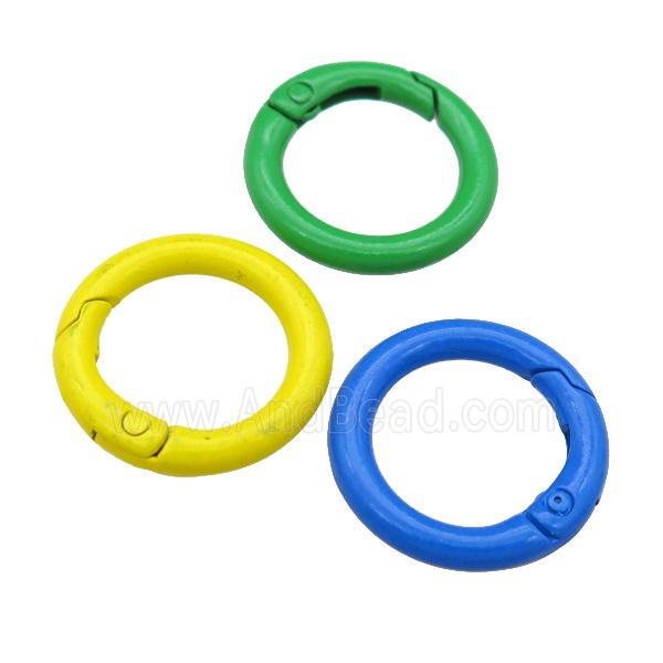 Alloy circle Carabiner Clasp with Lacquered Fired, mixed color