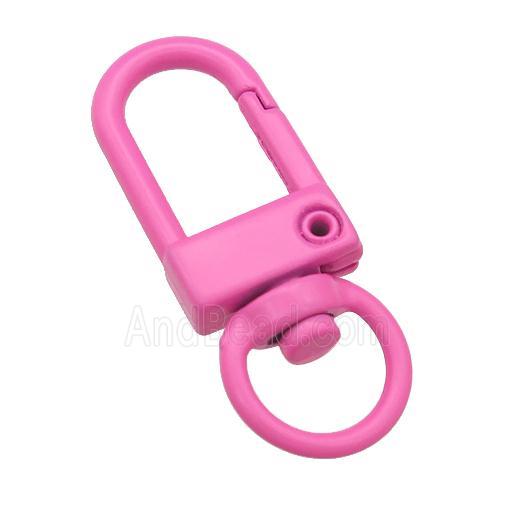 Alloy Carabiner Clasp with pink Lacquered Fired