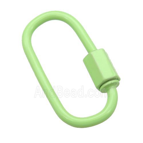 copper oval Carabiner Clasp with olive Lacquered Fired