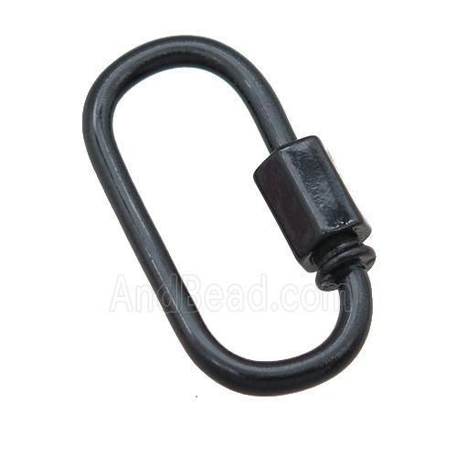 copper oval Carabiner Clasp with black Lacquered Fired