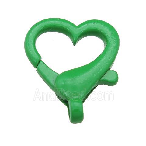 Alloy heart Lobster Clasp with green Lacquered Fired