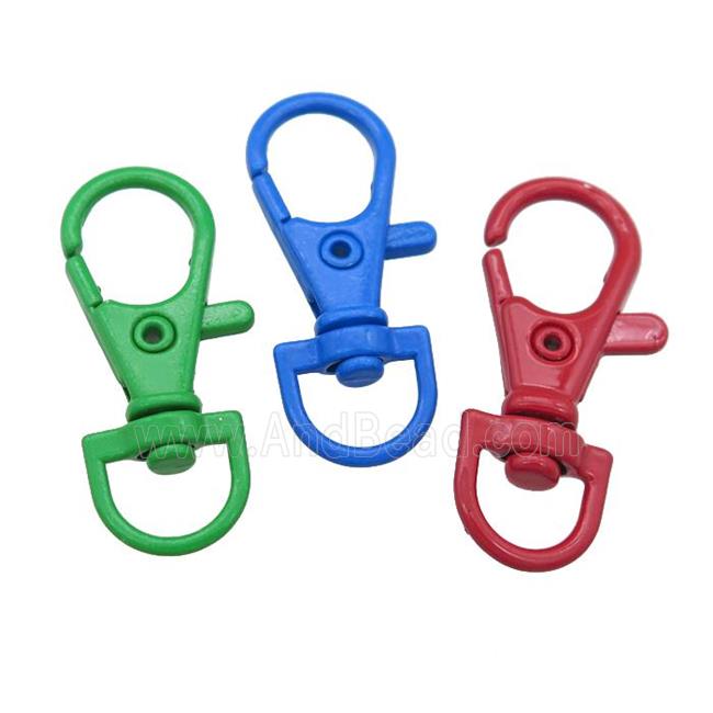 Alloy Lobster Clasp with pink Lacquered Fired, mixed color