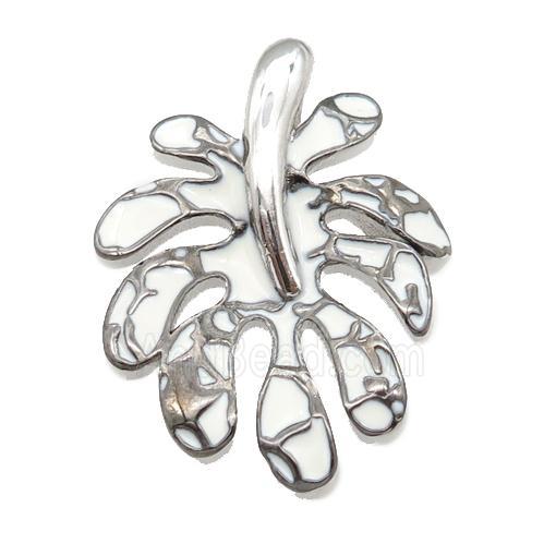 copper leaf pendant with enamel pearlized resin, platinum plated