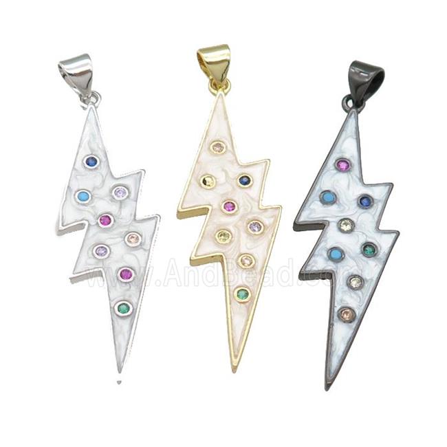 copper lightning pendant with enamel pearlized resin, mixed