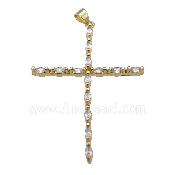 copper cross pendant pave zircon, gold plated