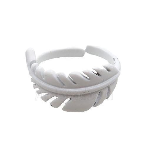 copper feather Rings with white fire lacquered, adjustable