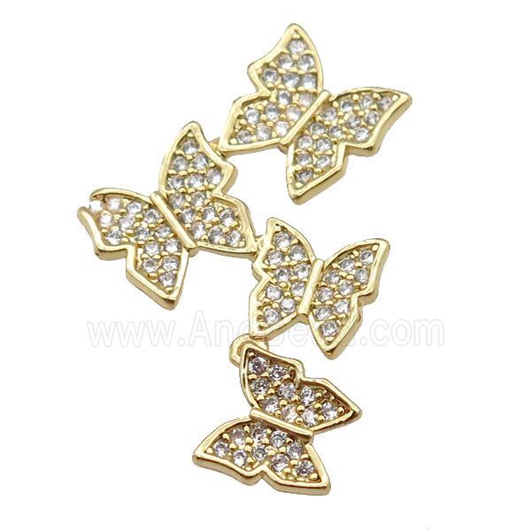 copper butterfly pendant pave zircon, gold plated