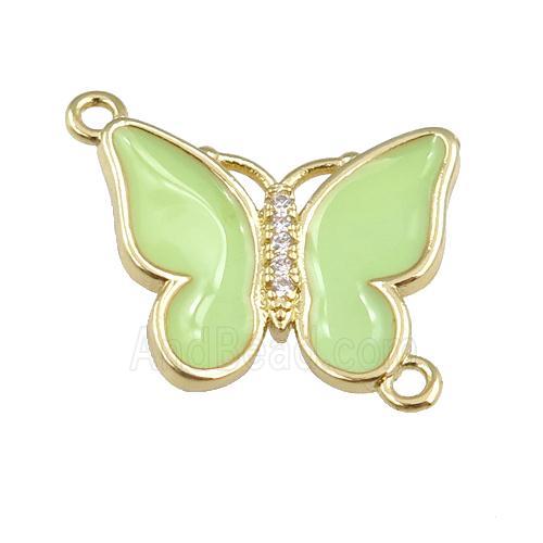 copper butterfly connector with applegreen enamel, gold plated