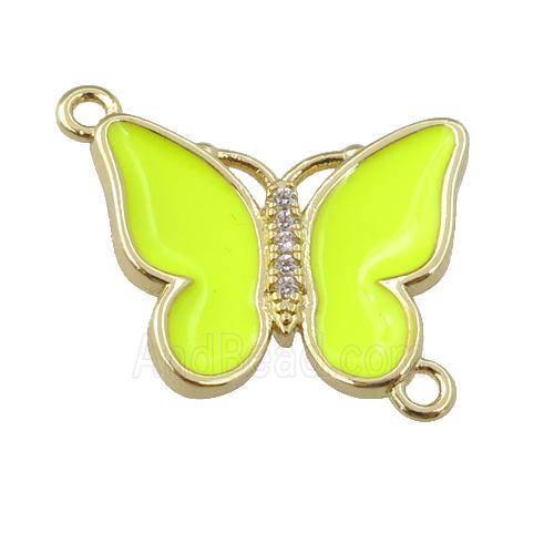 copper butterfly connector with nenoyellow enamel, gold plated