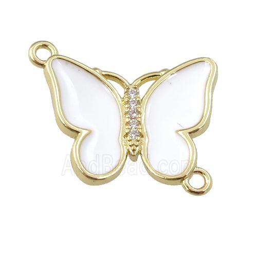 copper butterfly connector with white enamel, gold plated