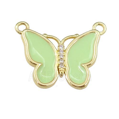 copper butterfly pendant with applegreen enamel, gold plated