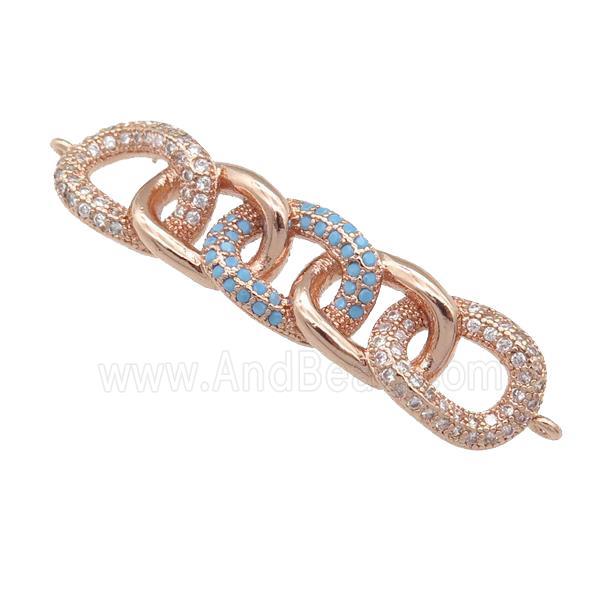 copper Linker Connector pave zircon, rose gold